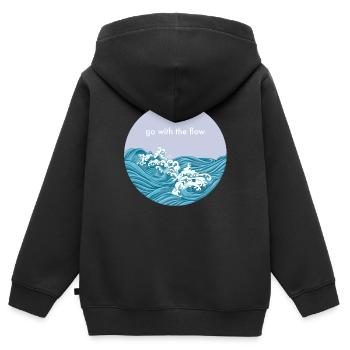 Go with the flow - Kinder Premium Organic Zip Hoodie - Schwarz - Hinten - AI Model Kid Male (0cm)