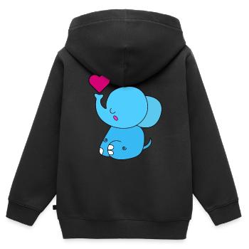Süsser Elefant mit Herz - Kinder Premium Organic Zip Hoodie - Schwarz - Hinten - AI Model Kid Male (0cm)