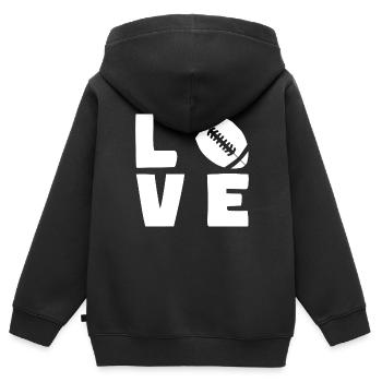 American Football Rugby LOVE Sport - Sweat Premium à capuche zippé enfant bio - noir - Dos - AI Model Kid Male (0cm)