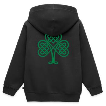 St. Patricks Day Kleeblatt Keltische Knoten Symbol - Kinder Premium Organic Zip Hoodie - Schwarz - Hinten - AI Model Kid Male (0cm)