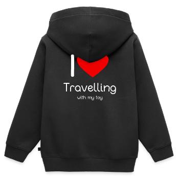 Jouets Voyage ToyVoyaging Shirt Cadeau - Sweat Premium à capuche zippé enfant bio - noir - Dos - AI Model Kid Male (0cm)