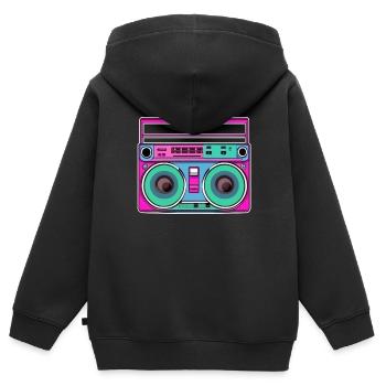 Ghetto Blaster Fluo - Sweat Premium à capuche zippé enfant bio - noir - Dos - AI Model Kid Male (0cm)