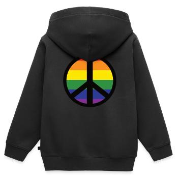 Friedenszeichen Peace LGBT - Kinder Premium Organic Zip Hoodie - Schwarz - Hinten - AI Model Kid Male (0cm)