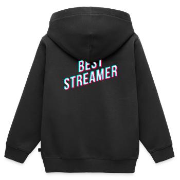best streamer - für den besten streamer - Kinder Premium Organic Zip Hoodie - Schwarz - Hinten - AI Model Kid Male (0cm)