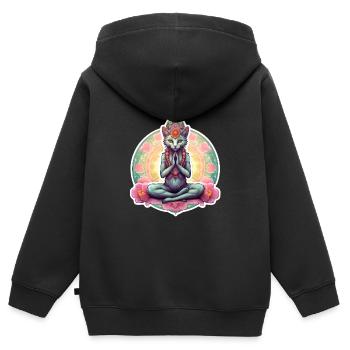 Sitz der Stille - Kinder Premium Organic Zip Hoodie - Schwarz - Hinten - AI Model Kid Male (0cm)