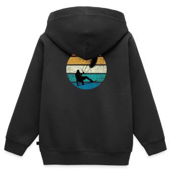 Kitesurf Kiteboarder Kiteboard Silhouette Non - Sweat Premium à capuche zippé enfant bio - noir - Dos - AI Model Kid Male (0cm)