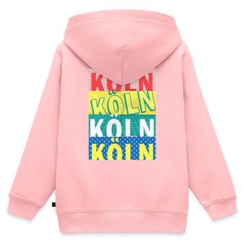 Cologne, Allemagne, ville, Font, Skyline - Sweat Premium à capuche zippé enfant bio - rose - Dos - AI Model Kid Female (0cm)