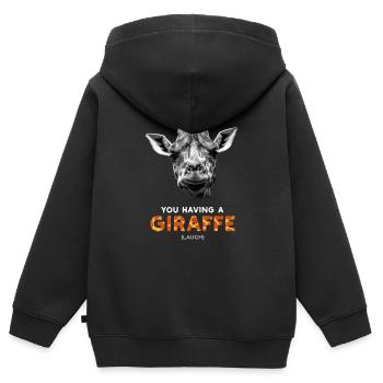 Vous avez une girafe (rires) Drôle d’argot britannique - Sweat Premium à capuche zippé enfant bio - noir - Dos - AI Model Kid Male (0cm)