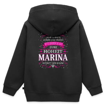 Eure Hoheit Marina betritt den Raum - Kinder Premium Organic Zip Hoodie - Schwarz - Hinten - AI Model Kid Male (0cm)