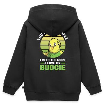 Wellensittich | Haustier Vogel Lesen Buch Geschenk - Kinder Premium Organic Zip Hoodie - Schwarz - Hinten - AI Model Kid Male (0cm)