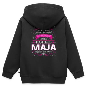 Eure Hoheit Maja betritt den Raum - Kinder Premium Organic Zip Hoodie - Schwarz - Hinten - AI Model Kid Male (0cm)