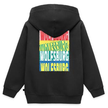 Wolfsburg Allemagne City Font Skyline - Sweat Premium à capuche zippé enfant bio - noir - Dos - AI Model Kid Male (0cm)