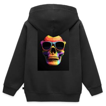 Bunter Totenkopf mit Sonnenbrille - Kinder Premium Organic Zip Hoodie - Schwarz - Hinten - AI Model Kid Male (0cm)