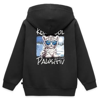Katze Tiger Weißer Sibirischer Arktis - Kinder Premium Organic Zip Hoodie - Schwarz - Hinten - AI Model Kid Male (0cm)