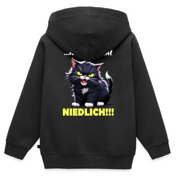 Ich bin nicht NIEDLICH - Kinder Premium Organic Zip Hoodie - Schwarz - Hinten - AI Model Kid Male (0cm)
