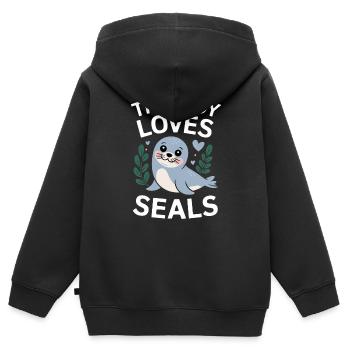 Seal seal for boys - Kids Premium Organic Zip-up Hoodie - black - Back - AI Model Kid Male (0cm)
