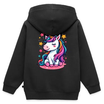 Sleeping Unicorn Surrounded by Stars - Kids Premium Organic Zip-up Hoodie - black - Back - AI Model Kid Male (0cm)