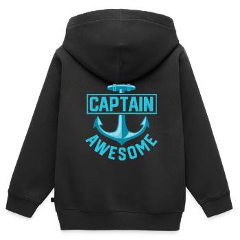 Kapitän - Kinder Premium Organic Zip Hoodie - Schwarz - Hinten - AI Model Kid Male (0cm)