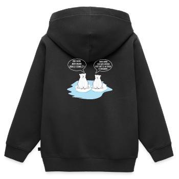 Klimawandel Eisbär Pinguin Spruch schmelzen - Kinder Premium Organic Zip Hoodie - Schwarz - Hinten - AI Model Kid Male (0cm)