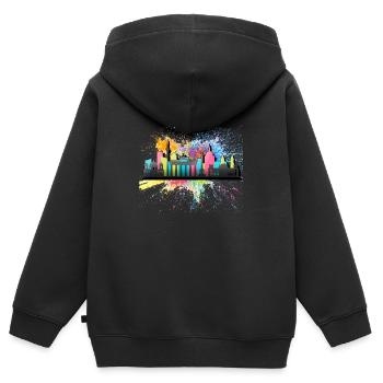 Berlin Allemagne Germany Skyline Ville City - Sweat Premium à capuche zippé enfant bio - noir - Dos - AI Model Kid Male (0cm)