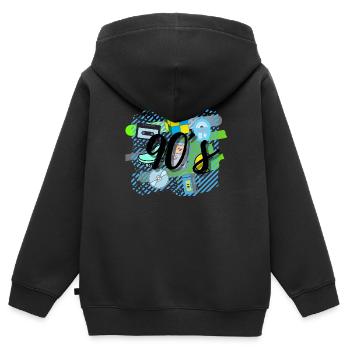 Années 90 - Sweat Premium à capuche zippé enfant bio - noir - Dos - AI Model Kid Male (0cm)