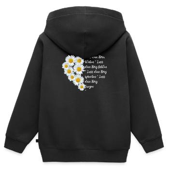 Lass dein Herz blühen, Margeriten - Kinder Premium Organic Zip Hoodie - Schwarz - Hinten - AI Model Kid Male (0cm)