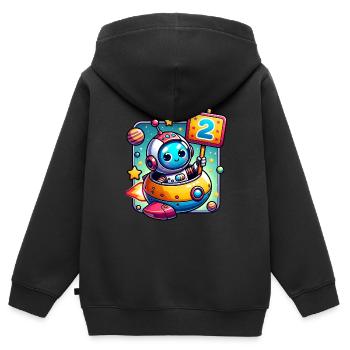 Ich bin 2 Jahre zweiter Geburtstag - Kinder Premium Organic Zip Hoodie - Schwarz - Hinten - AI Model Kid Male (0cm)