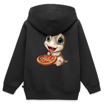Dinosaurier lieben Pizza - Kinder Premium Organic Zip Hoodie - Schwarz - Hinten - AI Model Kid Male (0cm)