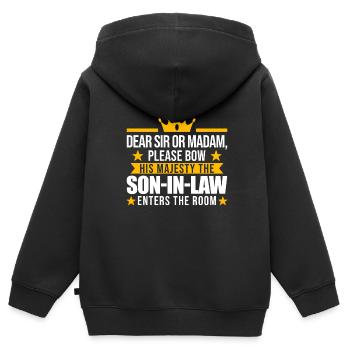 Schwiegersohn Crown Schwiegersohn Crown Geschenk - Kinder Premium Organic Zip Hoodie - Schwarz - Hinten - AI Model Kid Male (0cm)