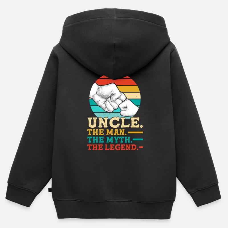 Onkel Onkel Geschenk - Premium børne zip-hættetrøje økologisk - sort