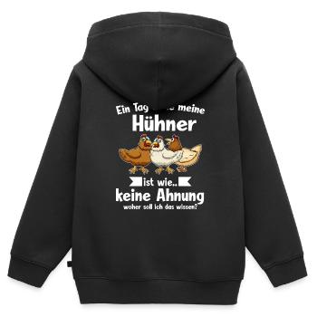 Hühner Hühnerzucht Huhn Geschenk - Kinder Premium Organic Zip Hoodie - Schwarz - Hinten - AI Model Kid Male (0cm)