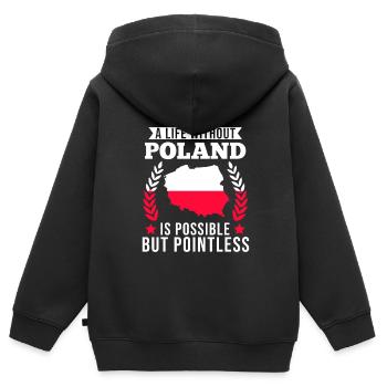 Polnische polnische Flagge Geschenk - Kinder Premium Organic Zip Hoodie - Schwarz - Hinten - AI Model Kid Male (0cm)
