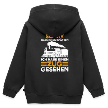 Modelleisenbahn Lokomotive Lokomotive Geschenk - Kinder Premium Organic Zip Hoodie - Schwarz - Hinten - AI Model Kid Male (0cm)