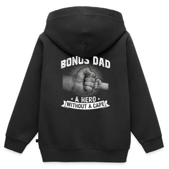 Stiefvater Bonus Papa Bonus Vater Geschenk - Kinder Premium Organic Zip Hoodie - Schwarz - Hinten - AI Model Kid Male (0cm)