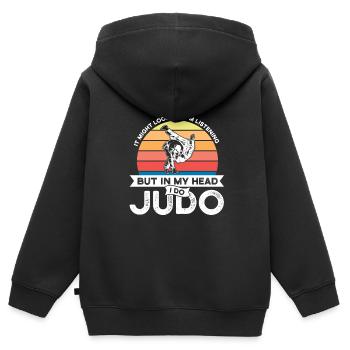 Judo Judo Cadeau Japonais - Sweat Premium à capuche zippé enfant bio - noir - Dos - AI Model Kid Male (0cm)