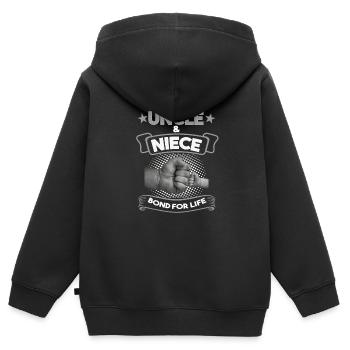 Oncle & Nièce Oncle & Nièce Cadeau - Sweat Premium à capuche zippé enfant bio - noir - Dos - AI Model Kid Male (0cm)