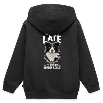 Border Collie Border Collie Cadeau - Sweat Premium à capuche zippé enfant bio - noir - Dos - AI Model Kid Male (0cm)