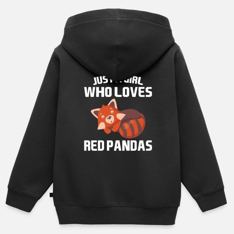 Rotes Pandamädchen Rote Pandas Geschenk - Premium børne zip-hættetrøje økologisk - sort