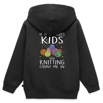 Knitting Knitting Knitting Gift - Kids Premium Organic Zip-up Hoodie - black - Back - AI Model Kid Male (0cm)