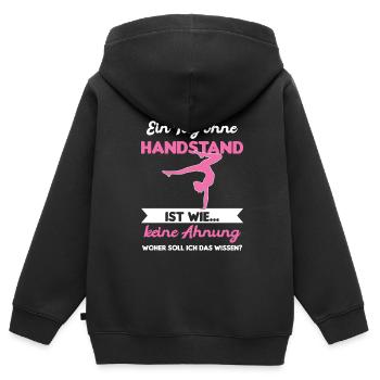 Handstand Turnerin Handstände Geschenk - Kinder Premium Organic Zip Hoodie - Schwarz - Hinten - AI Model Kid Male (0cm)