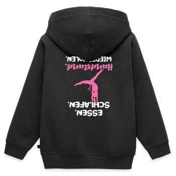 Handstand Handstände Turnerin Geschenk - Kinder Premium Organic Zip Hoodie - Schwarz - Hinten - AI Model Kid Male (0cm)