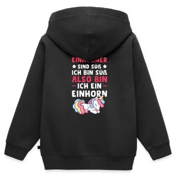 Einhorn Einhörner Einhorn Liebhaber Geschenk - Kinder Premium Organic Zip Hoodie - Schwarz - Hinten - AI Model Kid Male (0cm)