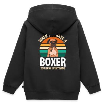 Boxer Boxer Cadeau - Sweat Premium à capuche zippé enfant bio - noir - Dos - AI Model Kid Male (0cm)
