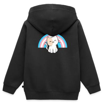 Transgender Cat Transgender Pride Cat Geschenk - Kinder Premium Organic Zip Hoodie - Schwarz - Hinten - AI Model Kid Male (0cm)