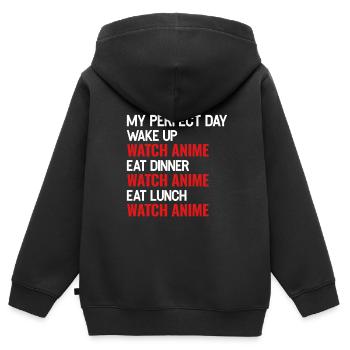 Anime Anime Merch Anime Merchandise Geschenk - Kinder Premium Organic Zip Hoodie - Schwarz - Hinten - AI Model Kid Male (0cm)
