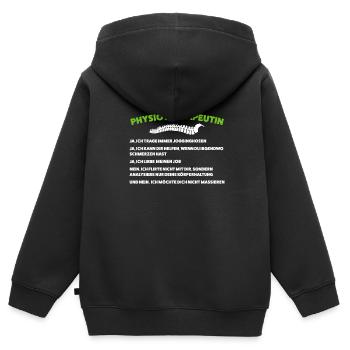 Physio Physiotherapeutin Praxis Geschenk - Kinder Premium Organic Zip Hoodie - Schwarz - Hinten - AI Model Kid Male (0cm)