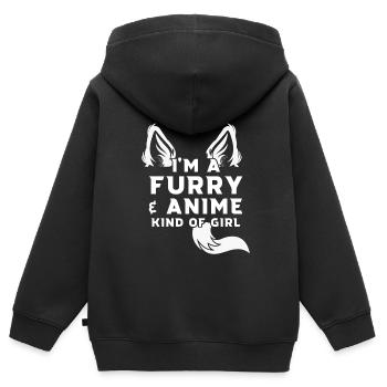cadeau d’anime à fourrure et anime à fourrure - Sweat Premium à capuche zippé enfant bio - noir - Dos - AI Model Kid Male (0cm)