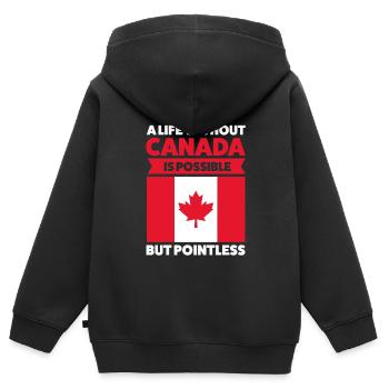 Canada Canada Canada Cadeau - Sweat Premium à capuche zippé enfant bio - noir - Dos - AI Model Kid Male (0cm)