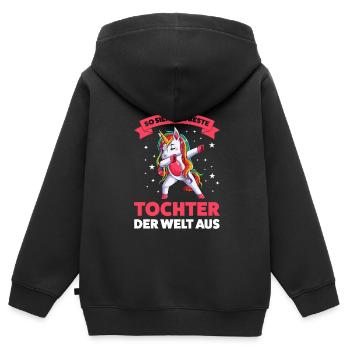 Tochter Einhorn Töchter Geschenk - Kinder Premium Organic Zip Hoodie - Schwarz - Hinten - AI Model Kid Male (0cm)
