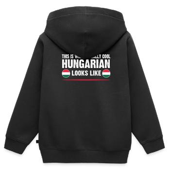 Ungarn ungarische Flagge ungarische Wurzeln - Kinder Premium Organic Zip Hoodie - Schwarz - Hinten - AI Model Kid Male (0cm)